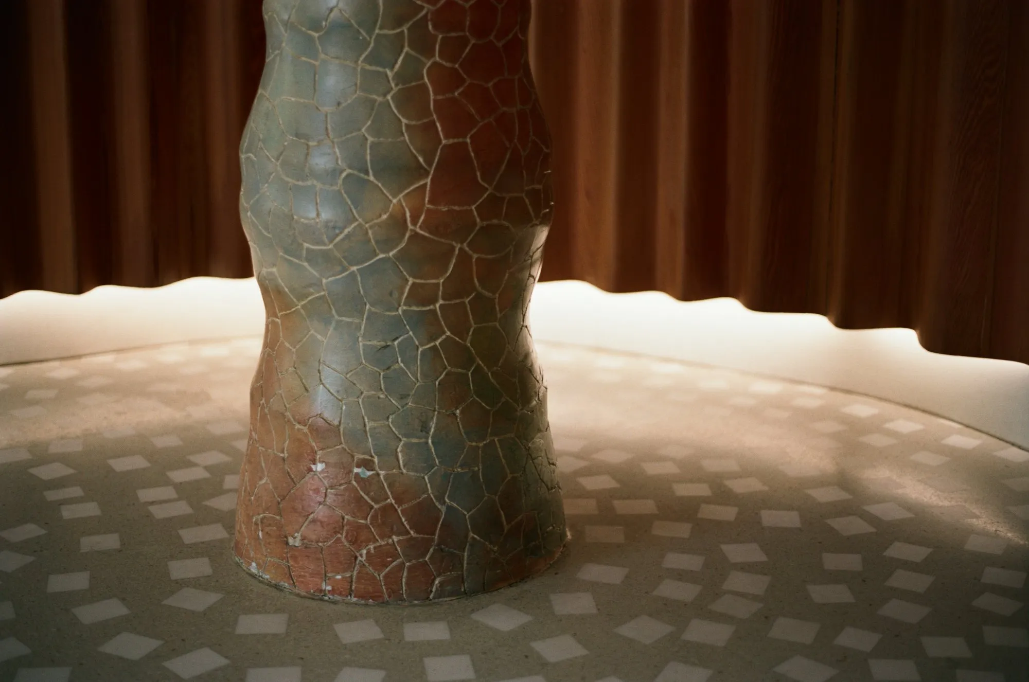 Close-up of a hand-glazed ceramic vase